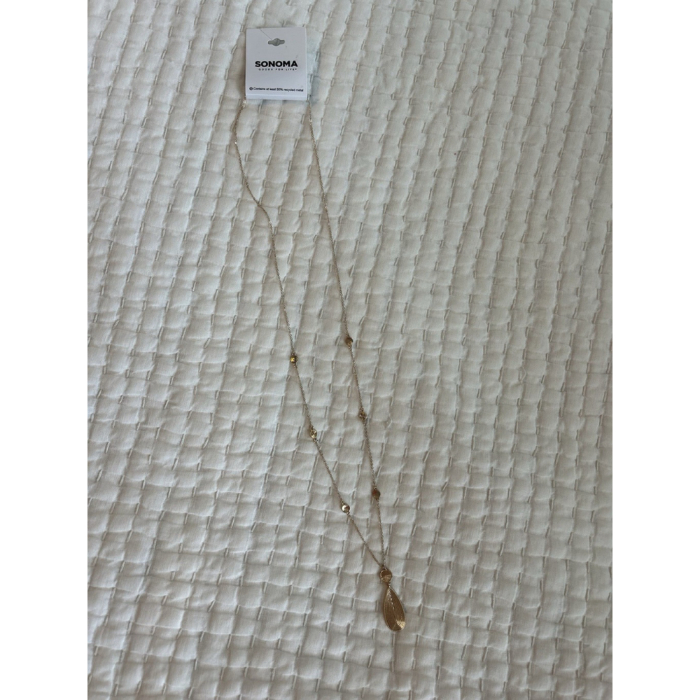 Sonoma Gold Toned Necklace With Extender Long Pendant - Picture 2 of 6